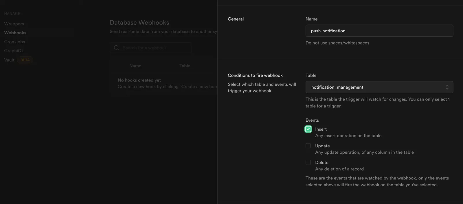 Database Webhookを設定する