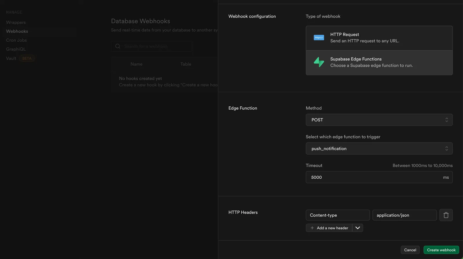 Webhook configuration