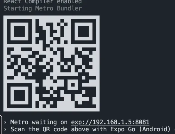 npx expo startのログに出るQRコード