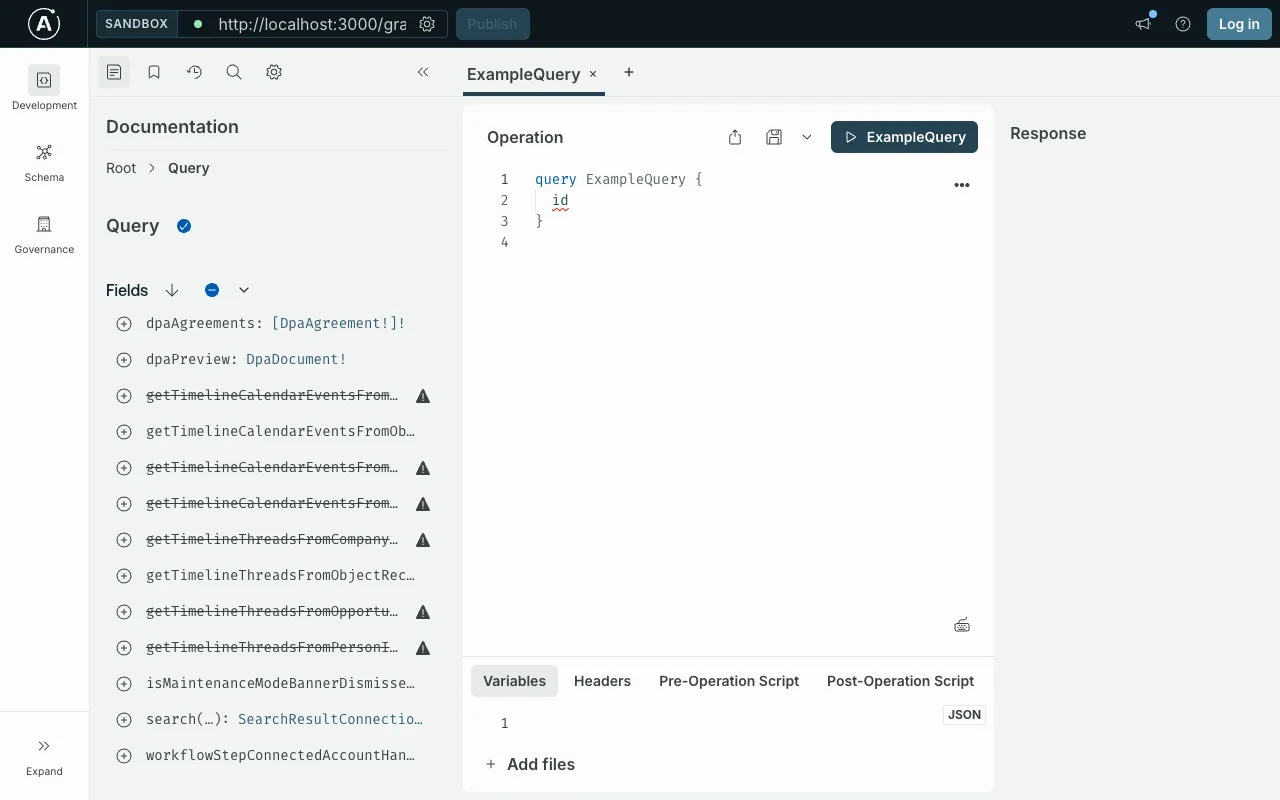localhost:3000/graphqlで開くApollo Sandbox